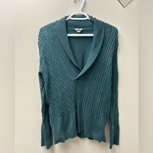 Denver Hayes Green Cable Knit‎ V Neck Sweater